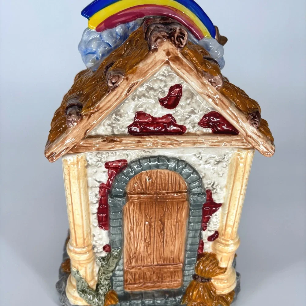 Mercuries Jesus Mary Joseph Cookie Jar Manger Nativity Christmas Rainbow